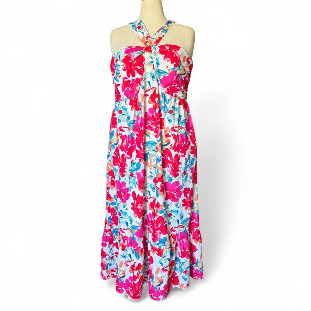 Grace Karin floral print halter maxi dress 2XL cottagecore romantic feminine
